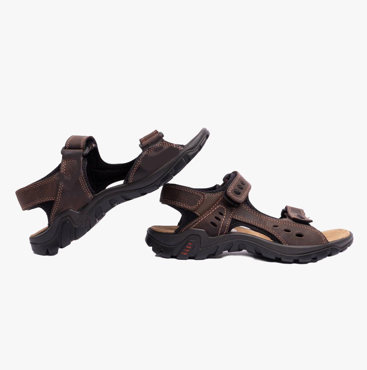 IMAC LUCAS Mens Leather Padded Sports Sandals Brown