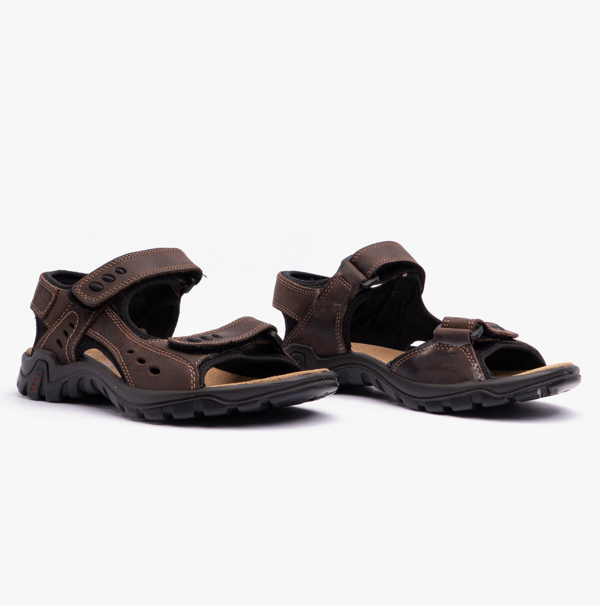 IMAC LUCAS Mens Leather Padded Sports Sandals Brown