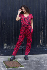 The Breastfeeding Jumpsuit - Red Leopard