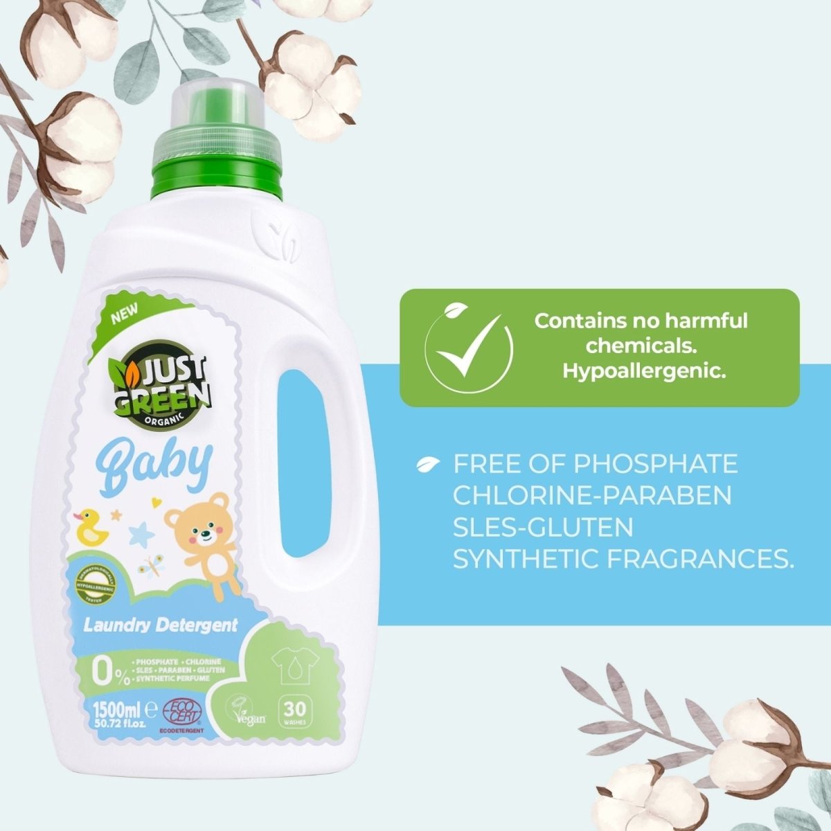 Just Green Organic Baby Laundry Liquid 1500ml
