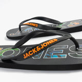 Jack & Jones LOGO PALM PRINT Mens Flip-Flops Anthracite