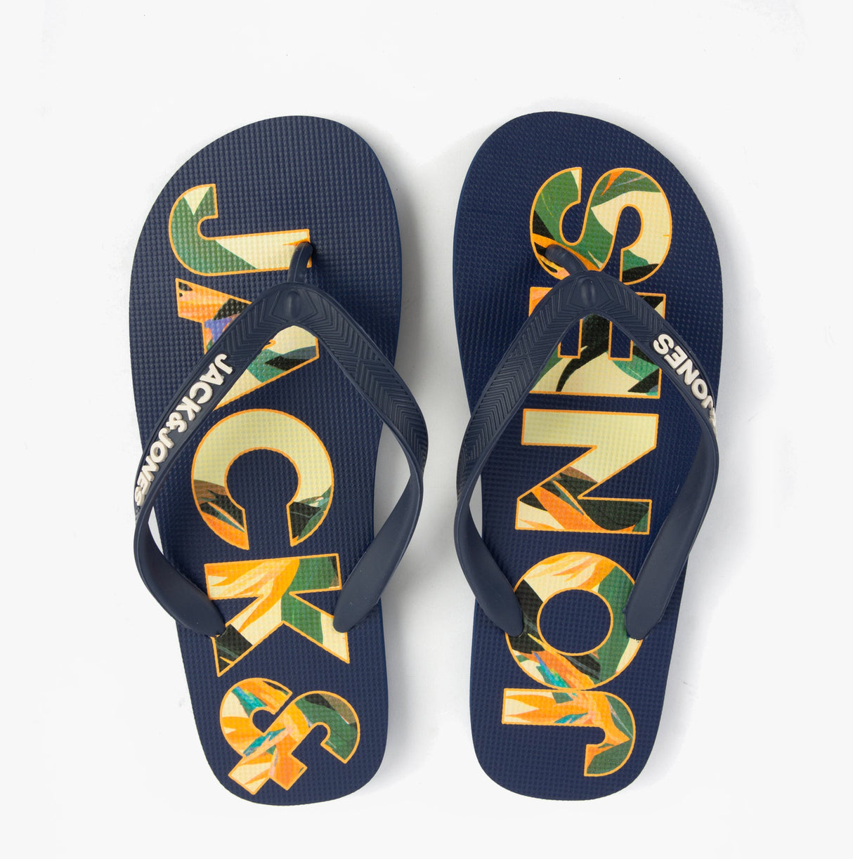 Jack & Jones LOGO PALM PRINT Mens Flip-Flops Medieval Blue