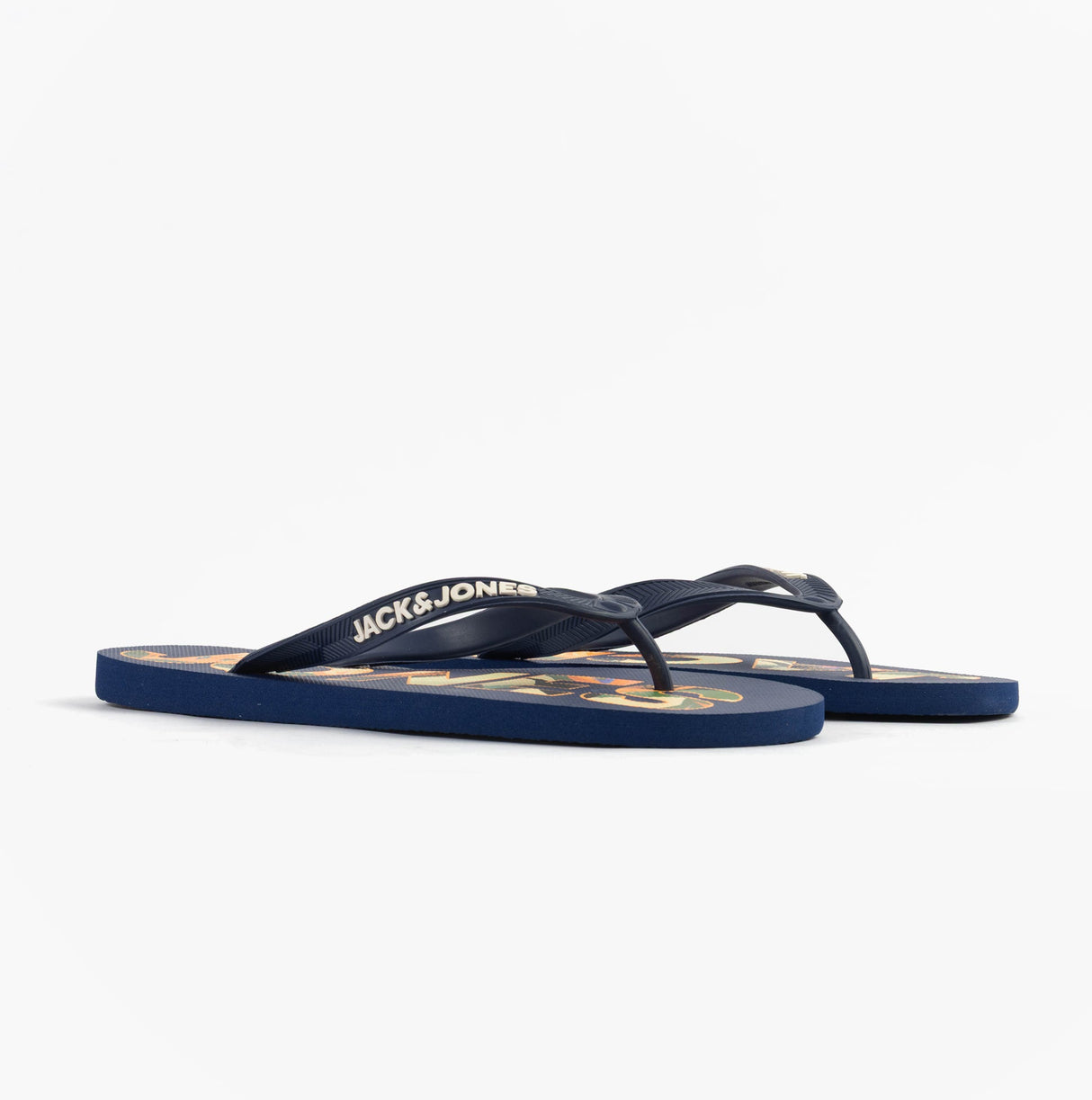 Jack & Jones LOGO PALM PRINT Mens Flip-Flops Medieval Blue