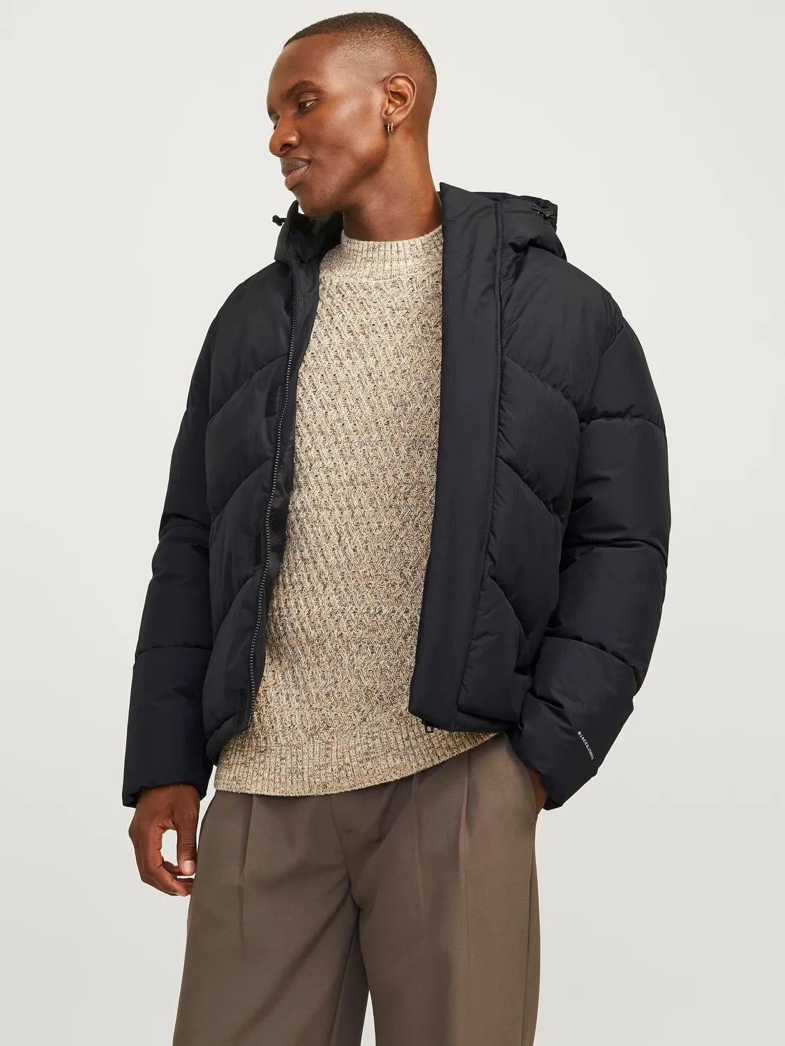 Jack & Jones WORLD Mens Puffer Jacket Black