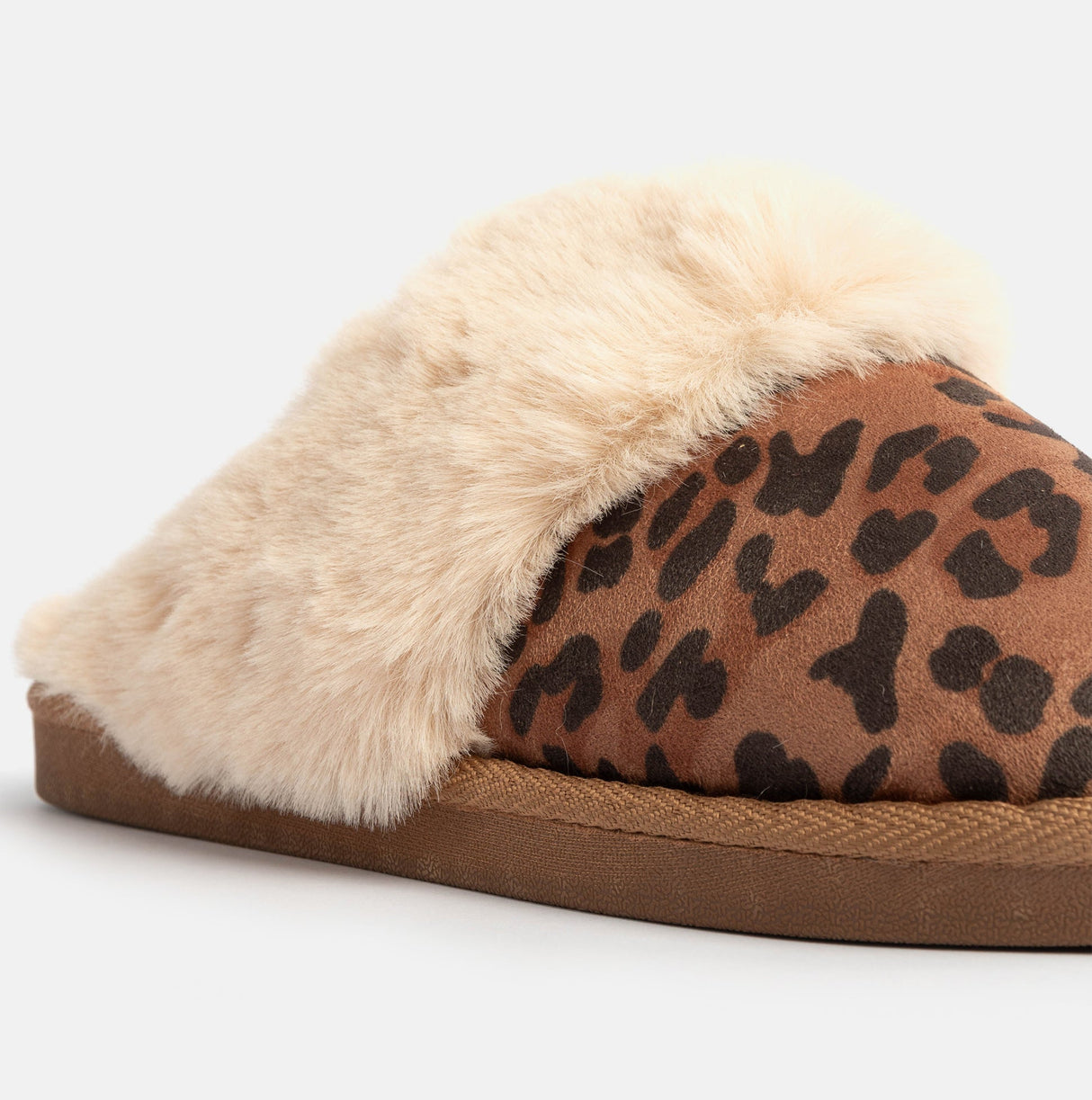 Jo & Joe SCARLETT Womens Faux Fur Mule Slippers Leopard Print