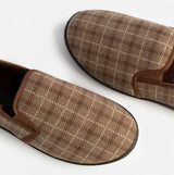 Jo & Joe GORDON Mens Full Slippers Checkered Brown