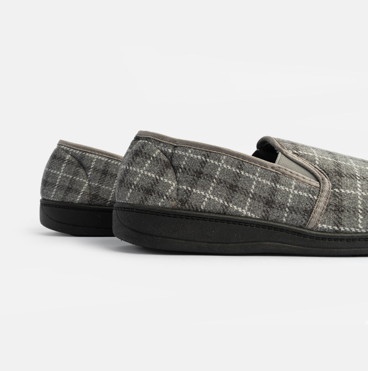 Jo & Joe GORDON Mens Full Slippers Checkered Grey