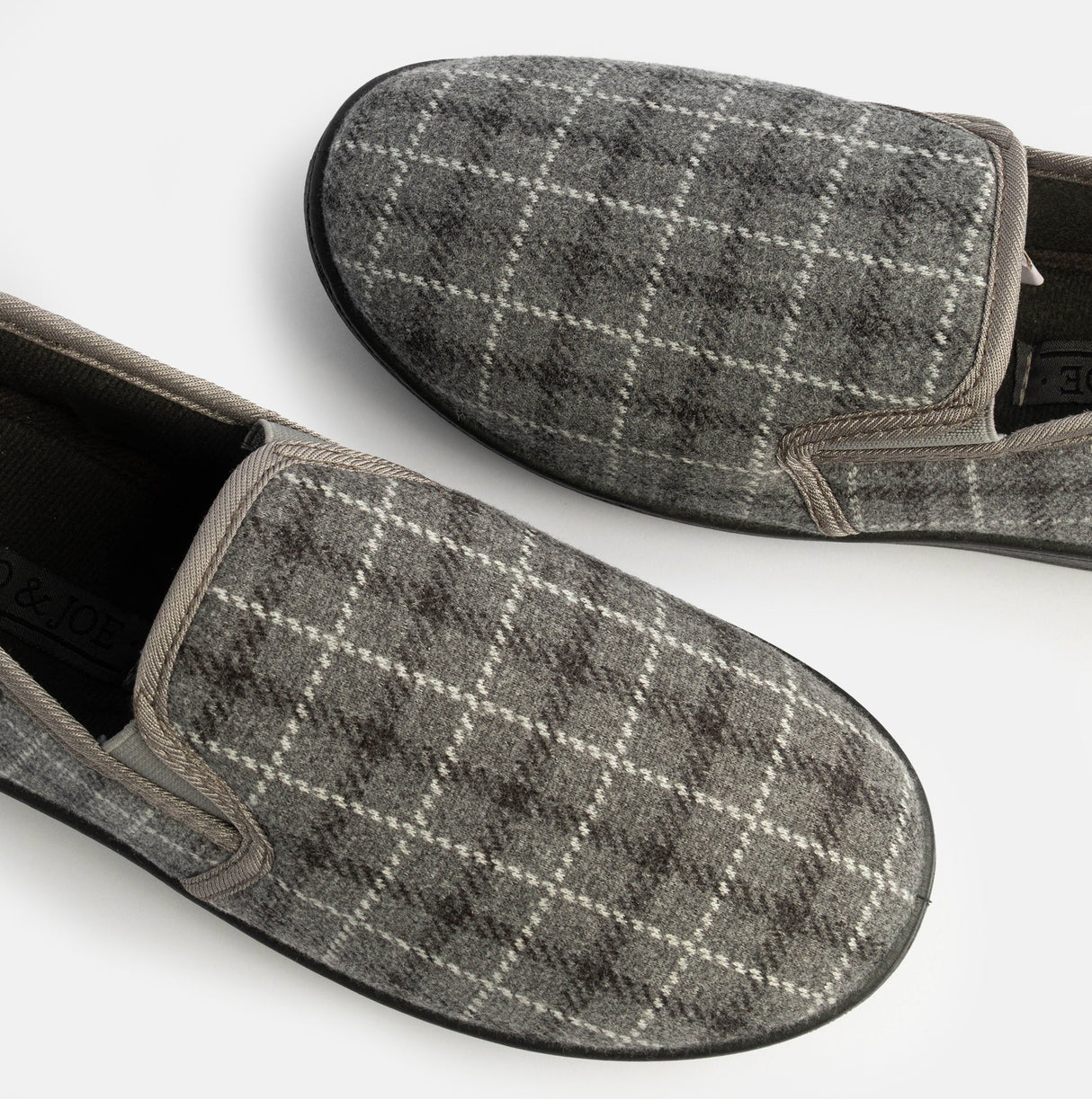 Jo & Joe GORDON Mens Full Slippers Checkered Grey