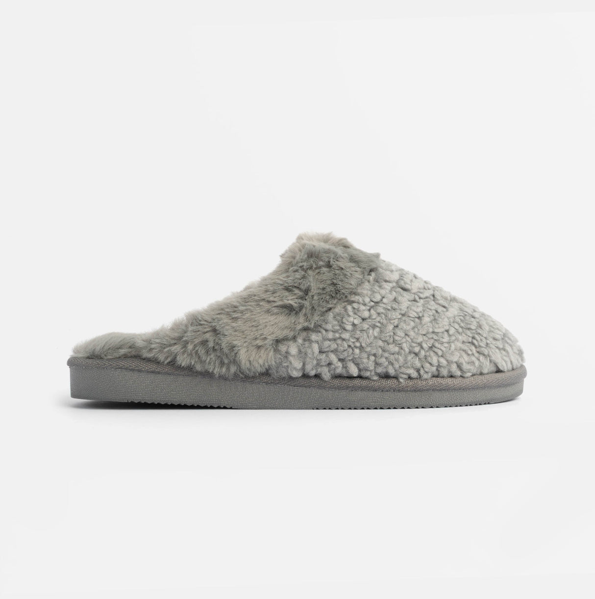 Jo & Joe HELGA Womens Mule Faux Fur Slippers Grey
