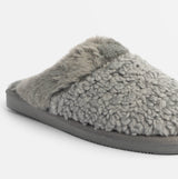 Jo & Joe HELGA Womens Mule Faux Fur Slippers Grey