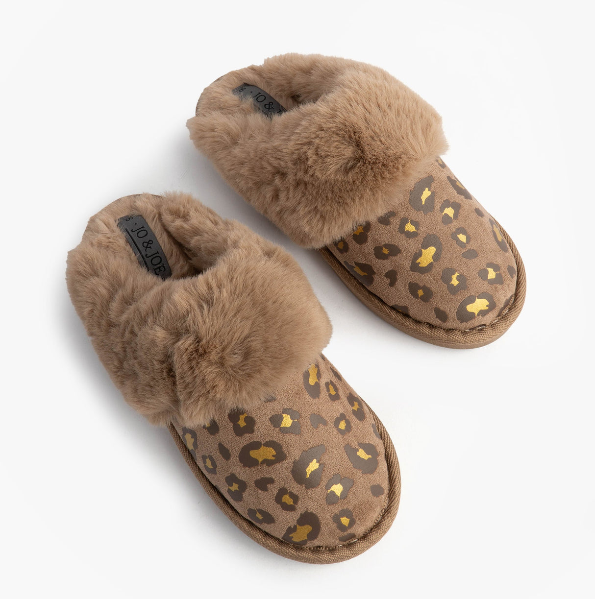 Jo & Joe MILA Womens Mule Slippers Chestnut Leopard