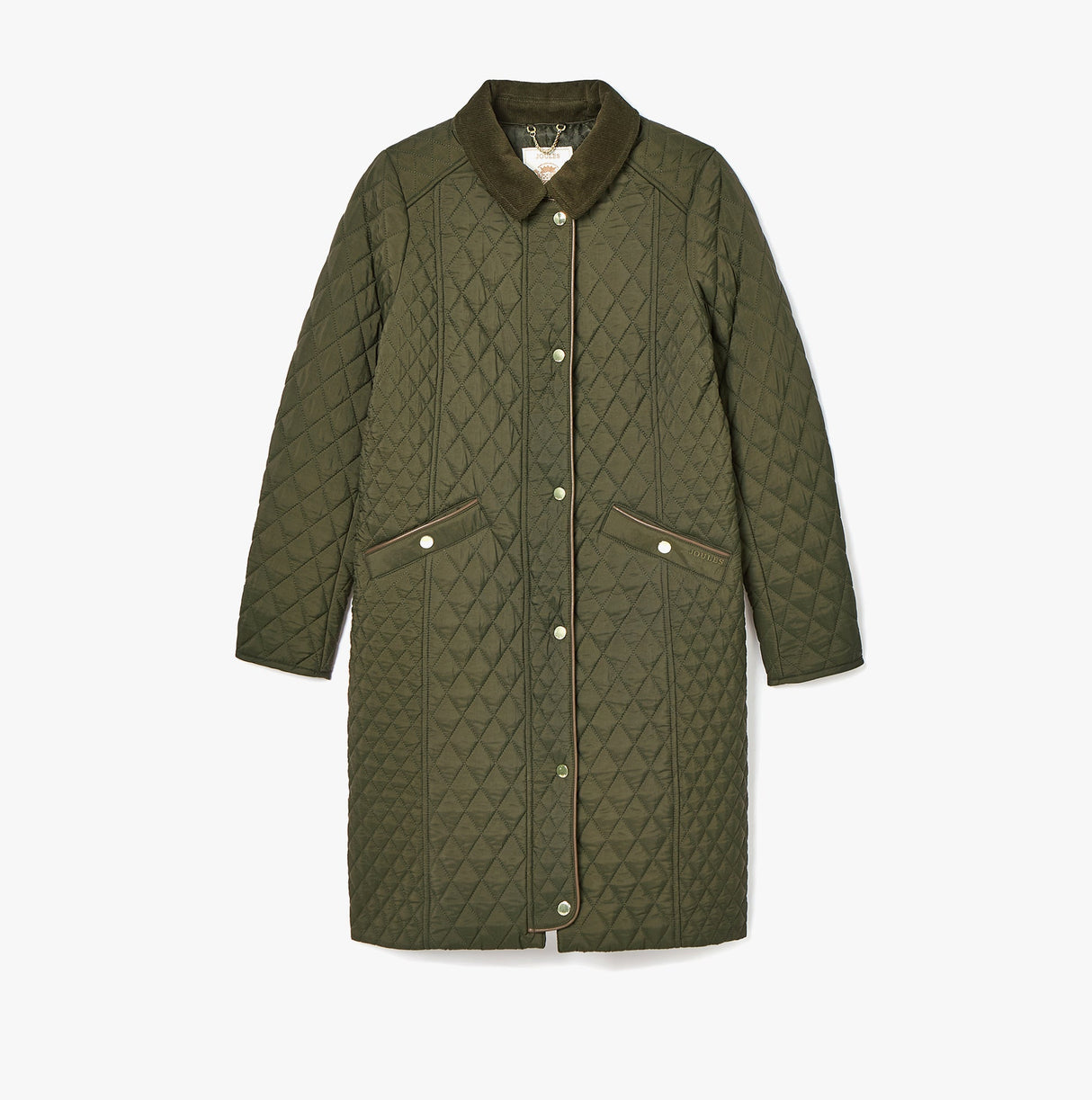 Joules ROSEWELL Womens Longline Quilted Showerproof Coat Green