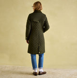 Joules ROSEWELL Womens Longline Quilted Showerproof Coat Green