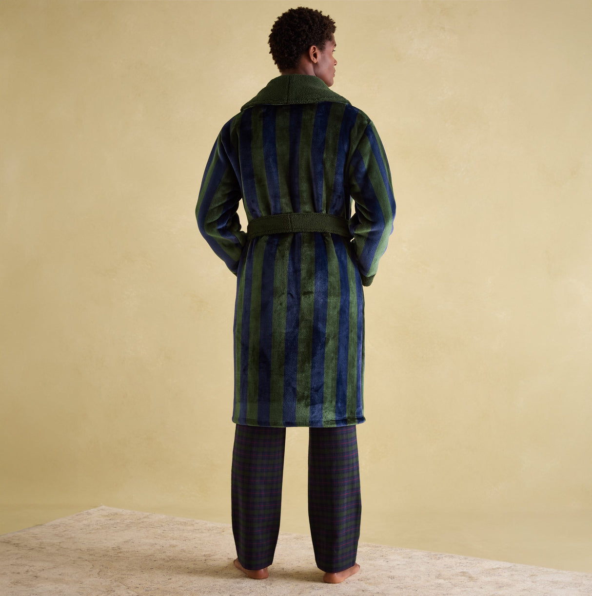 Joules MONTAGUE Mens Night Gown Navy Green Stripe