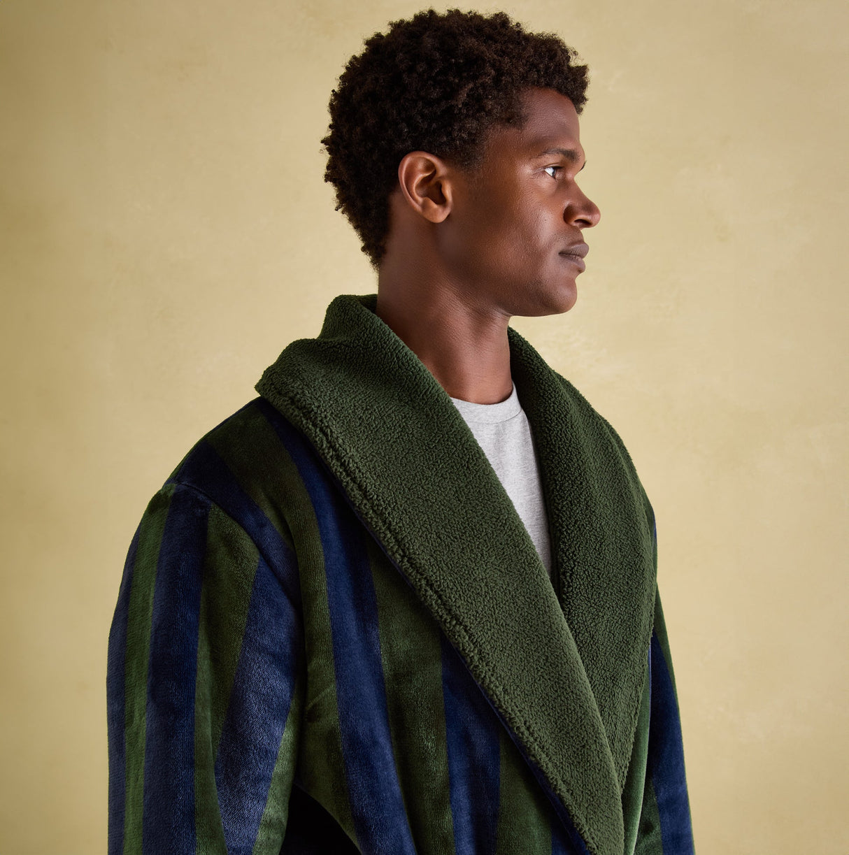 Joules MONTAGUE Mens Night Gown Navy Green Stripe