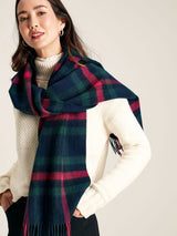 Joules LANGTREE Womens Scarf Navy Pink Check