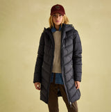 Joules MOORSDALE Womens Mid Length Showerproof Padded Coat with Hood Black