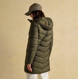Joules MOORSDALE Womens Mid Length Showerproof Padded Coat with Hood Khaki
