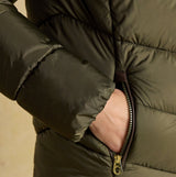 Joules MOORSDALE Womens Mid Length Showerproof Padded Coat with Hood Khaki