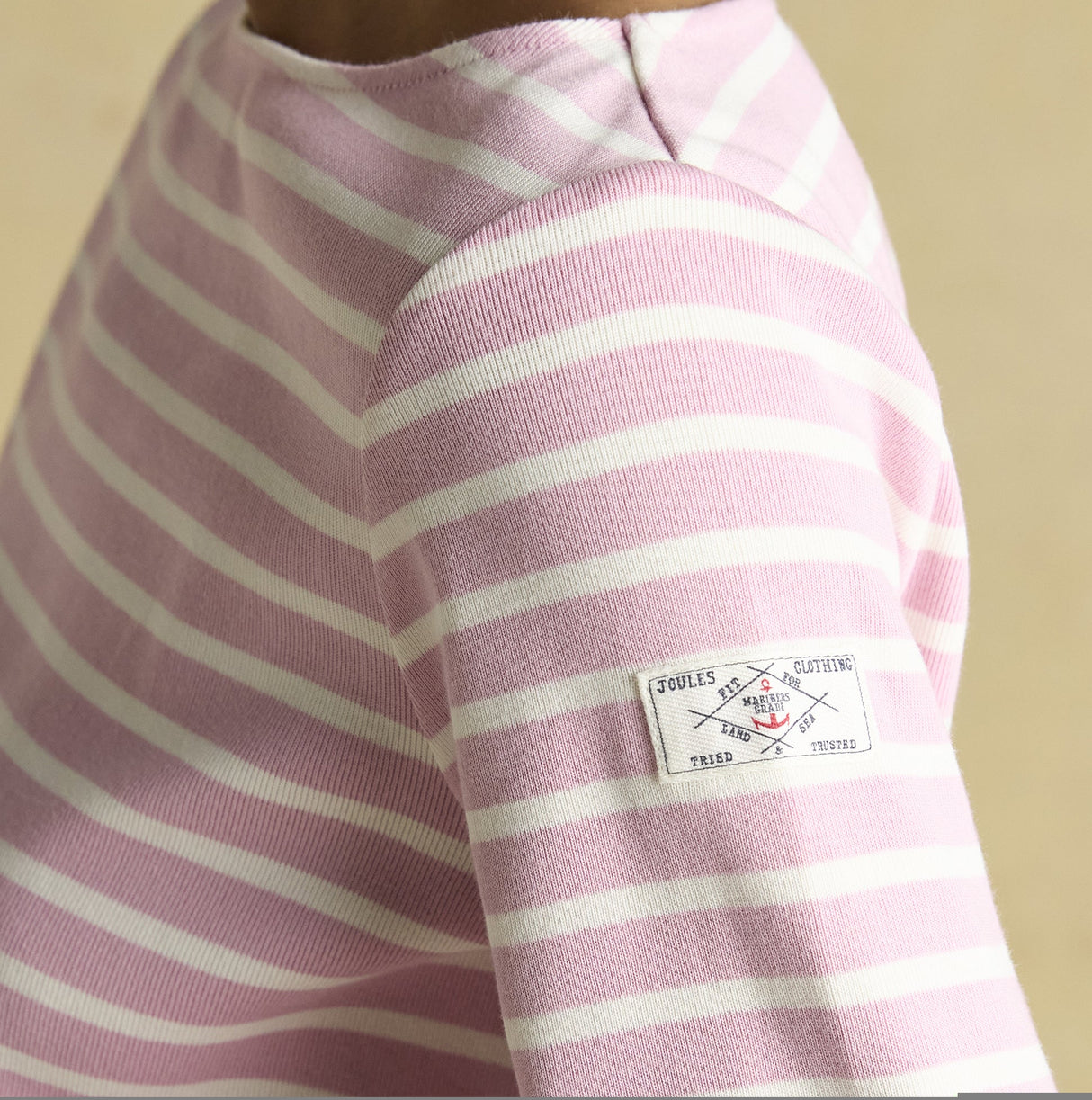 Joules HARBOUR Boat Neck 100% Cotton Breton Top Pink Stripe