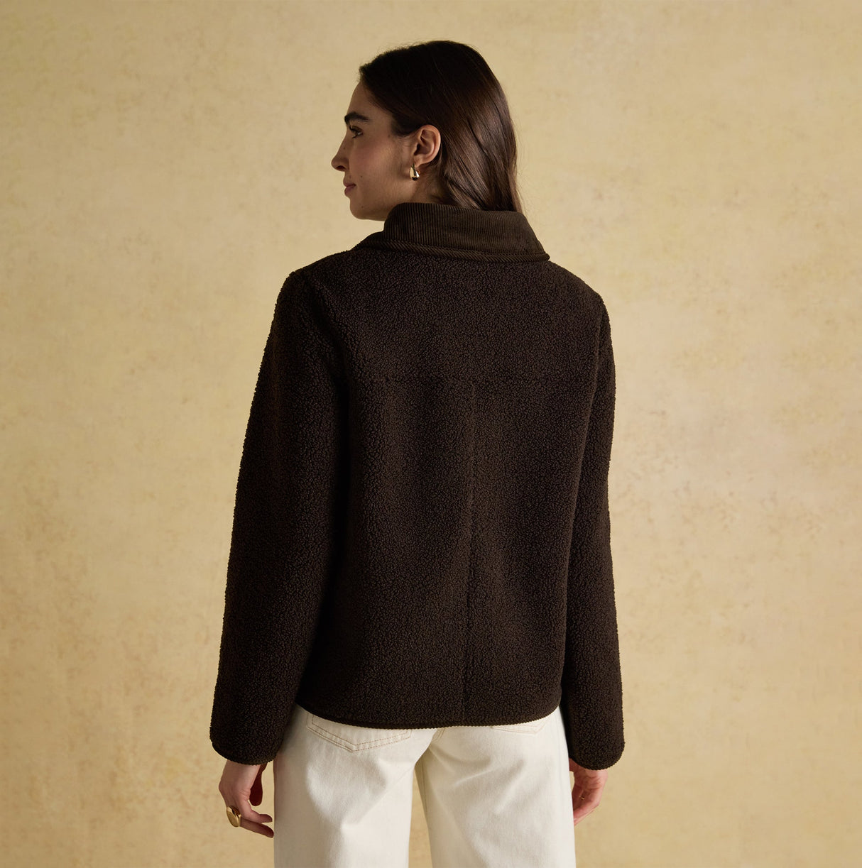 Joules SADIE Womens Collared Fleece Jacket Chocolate Brown