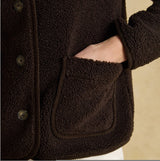 Joules SADIE Womens Collared Fleece Jacket Chocolate Brown