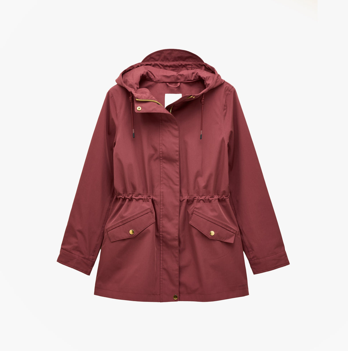 Joules PORTWELL Waterproof Hoodie Raincoat With Adjustable Waist Oxblood
