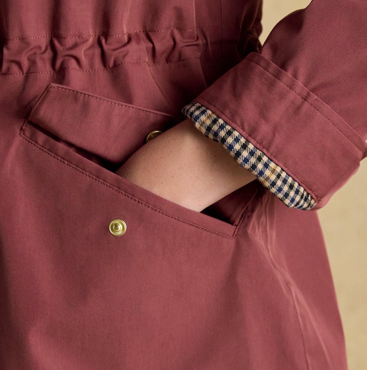 Joules PORTWELL Waterproof Hoodie Raincoat With Adjustable Waist Oxblood