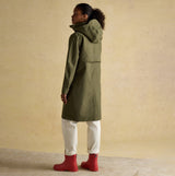 Joules RAINAWAY Womens Lightweight Waterproof Longline Raincoat with Hood Green