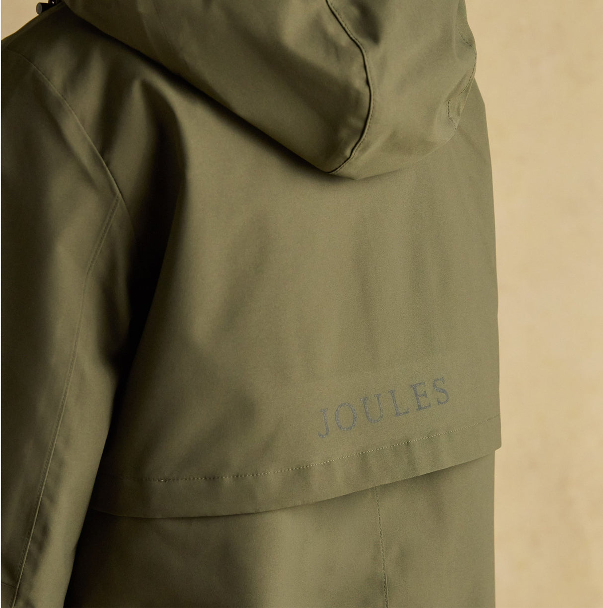 Joules RAINAWAY Womens Lightweight Waterproof Longline Raincoat with Hood Green