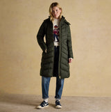 Joules PEMBURY Showerproof Longline Padded Coat with Hood Khaki