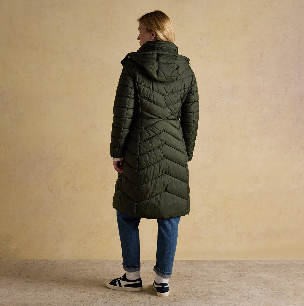 Joules PEMBURY Showerproof Longline Padded Coat with Hood Khaki