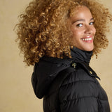 Joules PEMBURY Womens Showerproof Longline Padded Coat with Hood Black