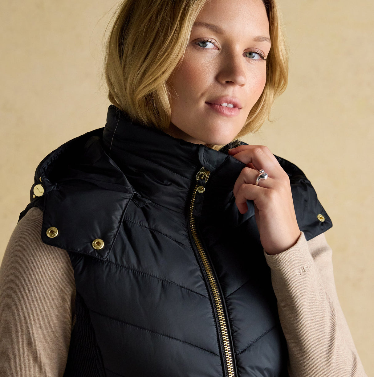 Joules PEMBURY Longline Showerproof Padded Gilet with Hood Navy