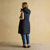 Joules PEMBURY Longline Showerproof Padded Gilet with Hood Navy