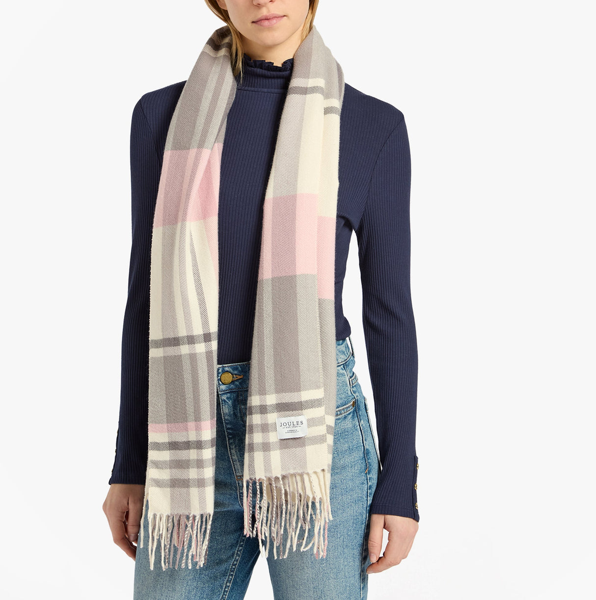 Joules LANGTREE Womens Scarf Pink/Grey