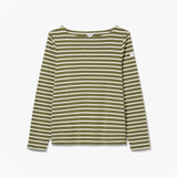 Joules HARBOUR Boat Neck 100% Cotton Breton Top Green Stripe
