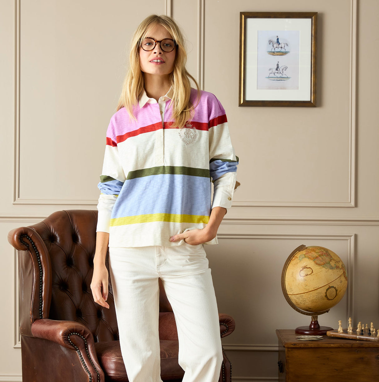 Joules LARA SLUB Womens Rugby Shirt Multi