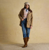 Joules SADIE LONGLINE Womens Longline Fleece Jacket Neutral