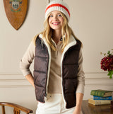 Joules REVERSIBLE FUR Faux Fur Padded Gilet Brown/Cream