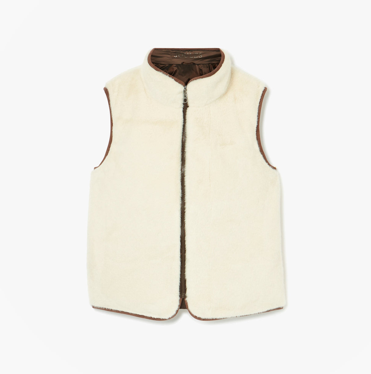 Joules REVERSIBLE FUR Faux Fur Padded Gilet Brown/Cream