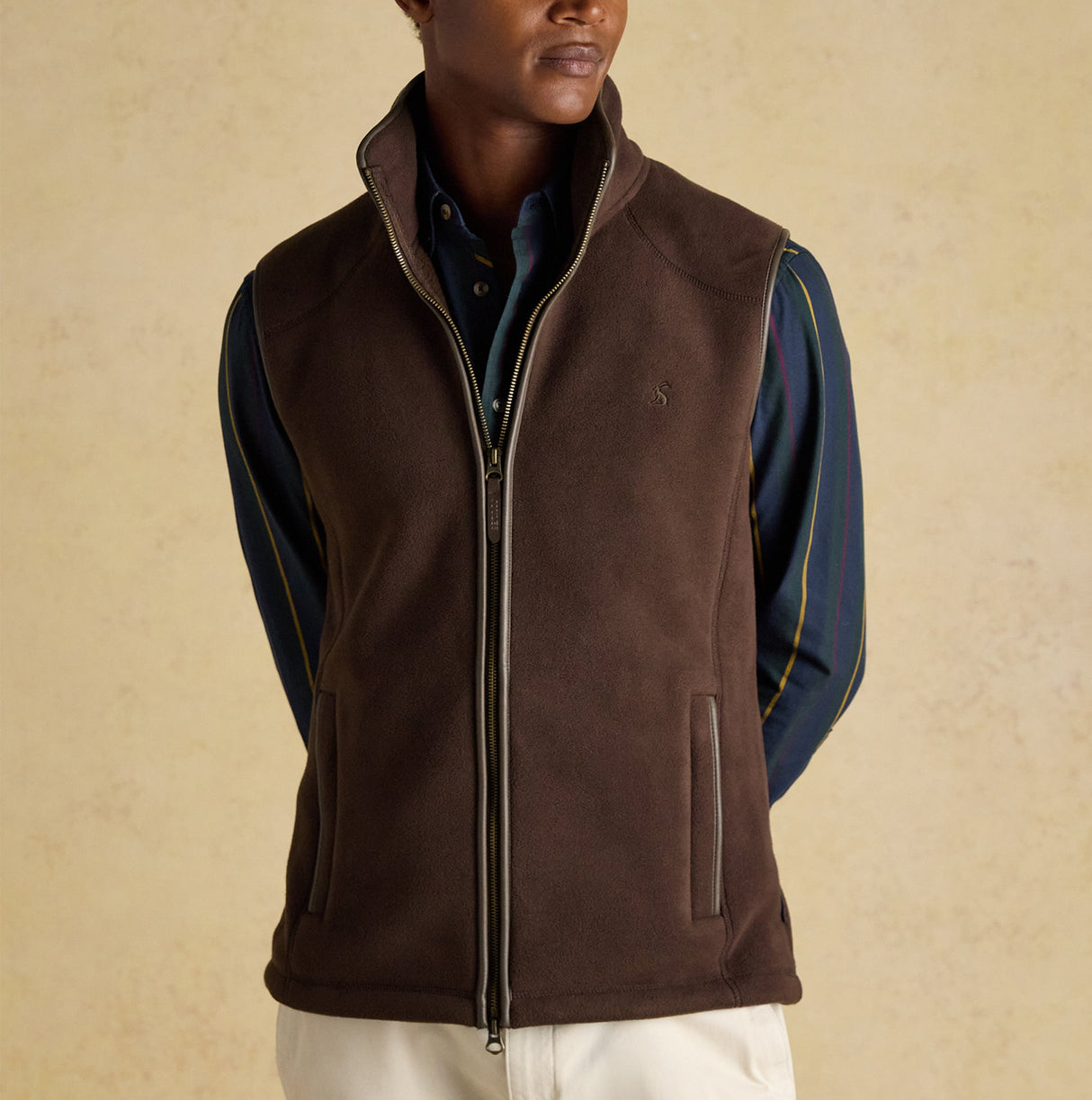 Joules HERITAGE FLEECE Mens Gilet Brown
