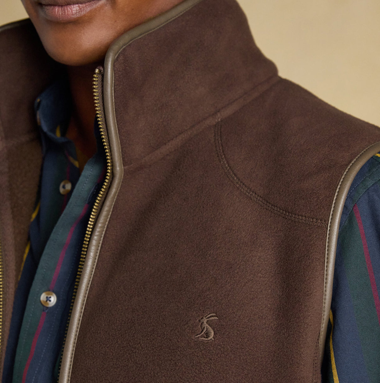 Joules HERITAGE FLEECE Mens Gilet Brown