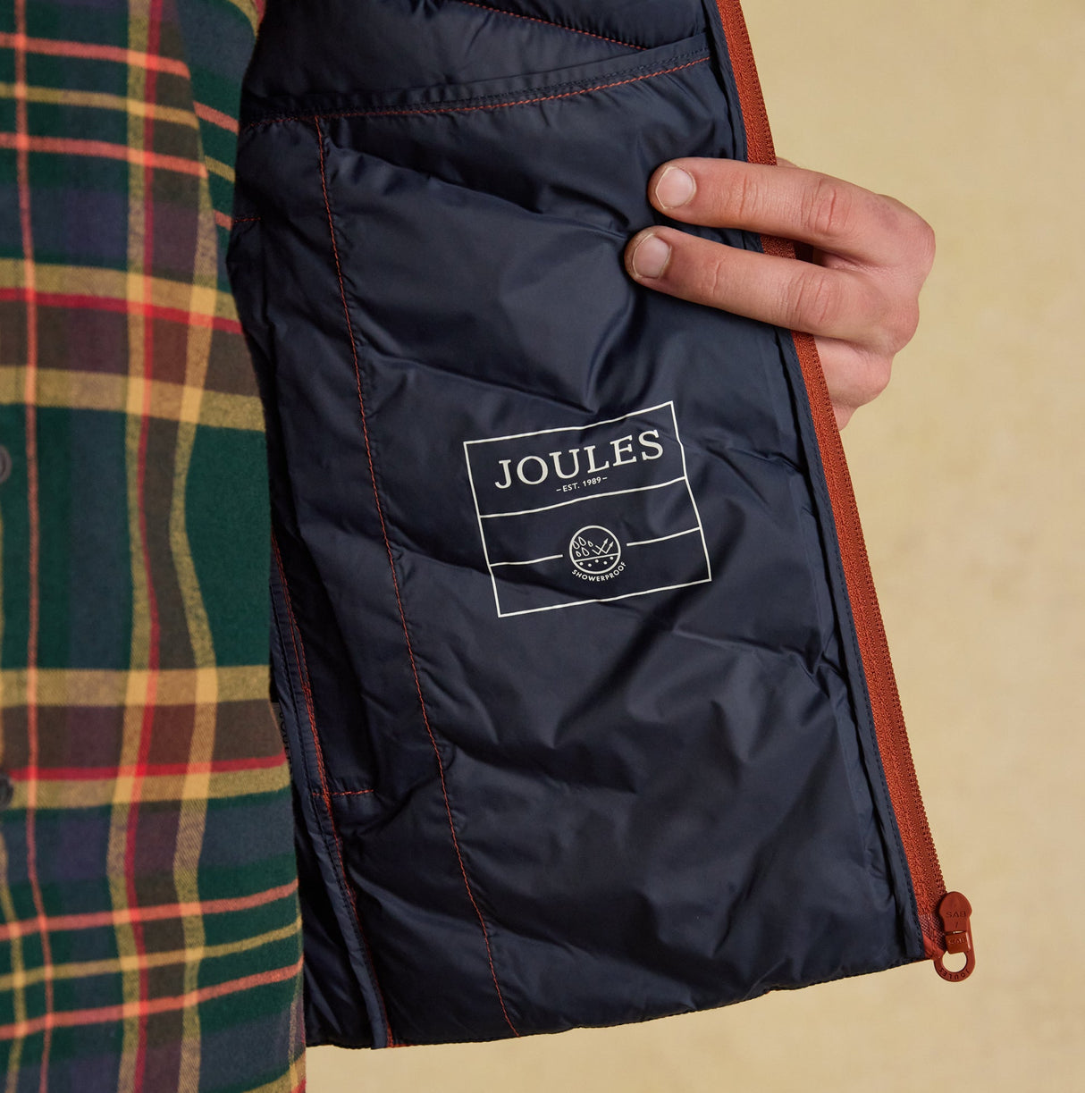 Joules GARRETT Mens Showerproof Padded Gilet Orange