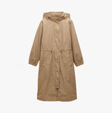 Joules Hensley Womens Waterproof Longline Coat with Packable Hood Tan Brown
