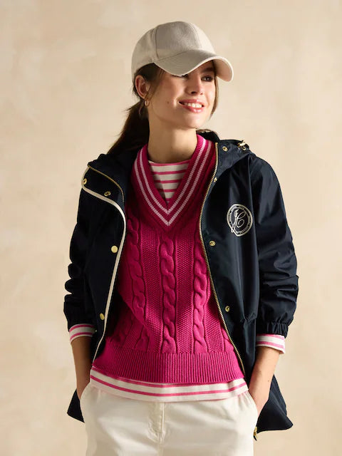 Joules Holt Waterproof Packable Raincoat with Hood Navy