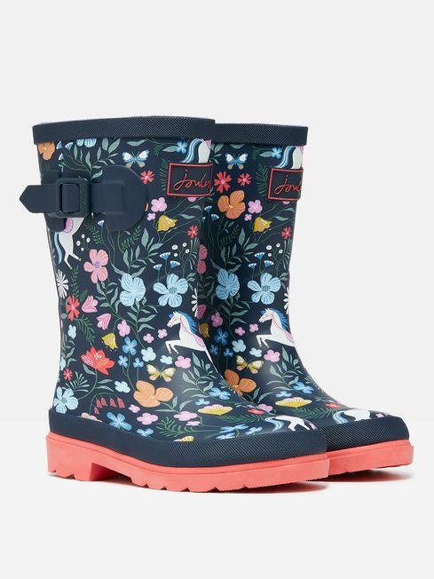 Joules JNR WELLY PRINT Girls Wellies Navy Horse