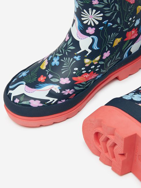 Joules JNR WELLY PRINT Girls Wellies Navy Horse