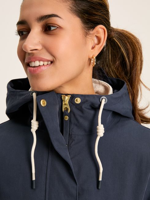 Joules PORTWELL Waterproof Hoodie Raincoat With Adjustable French Navy