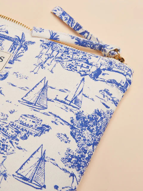 Joules CARRYWELL Womens Pouch Blue Toile
